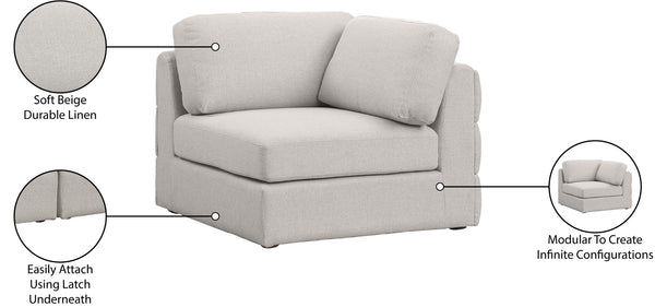 Beckham Linen Textured Fabric / Engineered Wood / Foam Contemporary Beige Durable Linen Textured Fabric Corner - 38" W x 38" D x 32.5" H