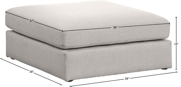 Beckham Linen Textured Fabric / Engineered Wood / Foam Contemporary Beige Durable Linen Textured Fabric Ottoman - 38" W x 37" D x 18" H