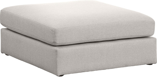 Beckham Linen Textured Fabric / Engineered Wood / Foam Contemporary Beige Durable Linen Textured Fabric Ottoman - 38" W x 37" D x 18" H