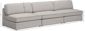 Beckham Linen Textured Fabric / Engineered Wood / Foam Contemporary Beige Durable Linen Textured Fabric Modular Sofa - 114" W x 38" D x 32.5" H