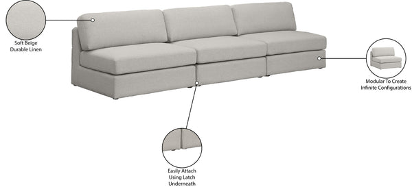 Beckham Linen Textured Fabric / Engineered Wood / Foam Contemporary Beige Durable Linen Textured Fabric Modular Sofa - 114" W x 38" D x 32.5" H