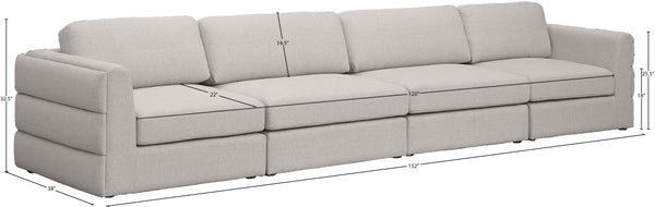 Beckham Linen Textured Fabric / Engineered Wood / Foam Contemporary Beige Durable Linen Textured Fabric Modular Sofa - 152" W x 38" D x 32.5" H