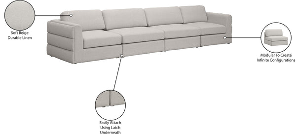 Beckham Linen Textured Fabric / Engineered Wood / Foam Contemporary Beige Durable Linen Textured Fabric Modular Sofa - 152" W x 38" D x 32.5" H