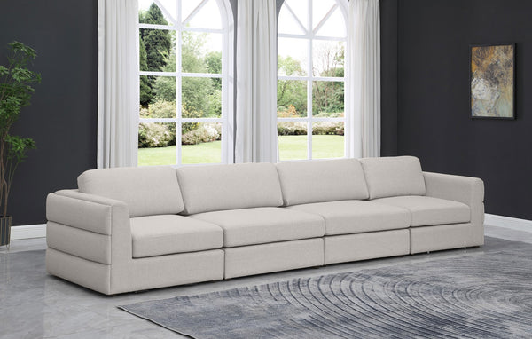 Beckham Linen Textured Fabric / Engineered Wood / Foam Contemporary Beige Durable Linen Textured Fabric Modular Sofa - 152" W x 38" D x 32.5" H