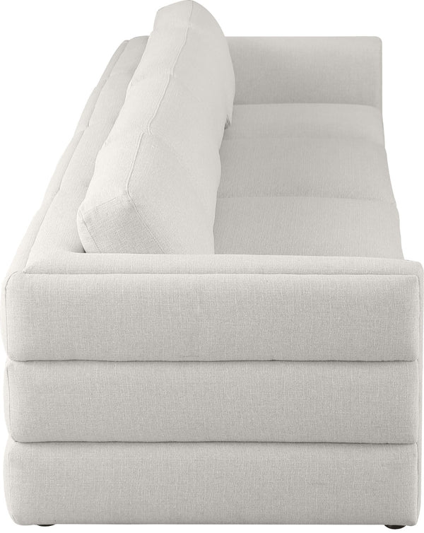 Beckham Linen Textured Fabric / Engineered Wood / Foam Contemporary Beige Durable Linen Textured Fabric Modular Sofa - 152" W x 38" D x 32.5" H