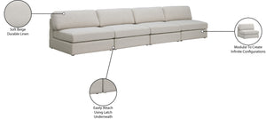 Beckham Linen Textured Fabric / Engineered Wood / Foam Contemporary Beige Durable Linen Textured Fabric Modular Sofa - 152" W x 38" D x 32.5" H