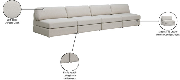 Beckham Linen Textured Fabric / Engineered Wood / Foam Contemporary Beige Durable Linen Textured Fabric Modular Sofa - 152" W x 38" D x 32.5" H