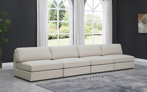 Beckham Linen Textured Fabric / Engineered Wood / Foam Contemporary Beige Durable Linen Textured Fabric Modular Sofa - 152" W x 38" D x 32.5" H