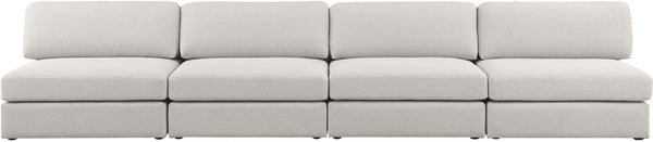 Beckham Linen Textured Fabric / Engineered Wood / Foam Contemporary Beige Durable Linen Textured Fabric Modular Sofa - 152" W x 38" D x 32.5" H