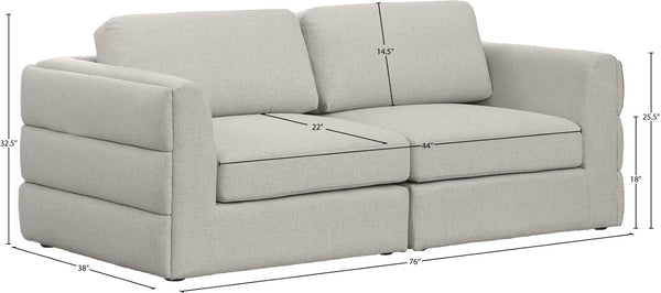 Beckham Linen Textured Fabric / Engineered Wood / Foam Contemporary Beige Durable Linen Textured Fabric Modular Sofa - 76" W x 38" D x 32.5" H
