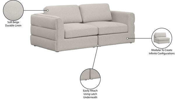 Beckham Linen Textured Fabric / Engineered Wood / Foam Contemporary Beige Durable Linen Textured Fabric Modular Sofa - 76" W x 38" D x 32.5" H