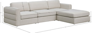 Beckham Linen Textured Fabric / Engineered Wood / Foam Contemporary Beige Durable Linen Textured Fabric Modular Sectional - 114" W x 76" D x 32.5" H