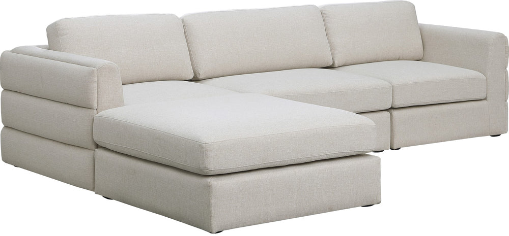 Beckham Linen Textured Fabric / Engineered Wood / Foam Contemporary Beige Durable Linen Textured Fabric Modular Sectional - 114" W x 76" D x 32.5" H