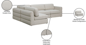 Beckham Linen Textured Fabric / Engineered Wood / Foam Contemporary Beige Durable Linen Textured Fabric Modular Sectional - 114" W x 76" D x 32.5" H