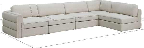 Beckham Linen Textured Fabric / Engineered Wood / Foam Contemporary Beige Durable Linen Textured Fabric Modular Sectional - 152" W x 76" D x 32.5" H