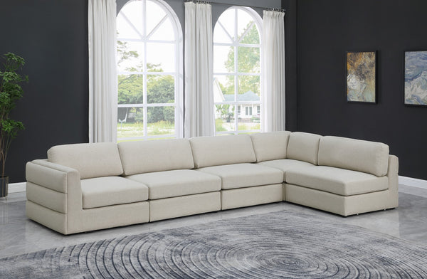 Beckham Linen Textured Fabric / Engineered Wood / Foam Contemporary Beige Durable Linen Textured Fabric Modular Sectional - 152" W x 76" D x 32.5" H