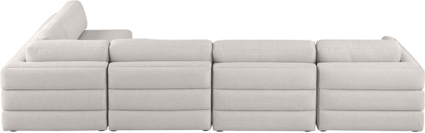 Beckham Linen Textured Fabric / Engineered Wood / Foam Contemporary Beige Durable Linen Textured Fabric Modular Sectional - 152" W x 76" D x 32.5" H