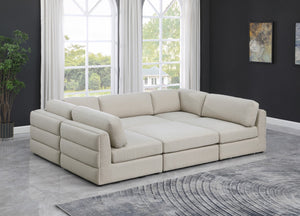 Beckham Linen Textured Fabric / Engineered Wood / Foam Contemporary Beige Durable Linen Textured Fabric Modular Sectional - 114" W x 76" D x 32.5" H