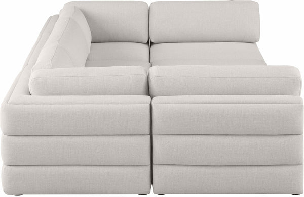 Beckham Linen Textured Fabric / Engineered Wood / Foam Contemporary Beige Durable Linen Textured Fabric Modular Sectional - 114" W x 76" D x 32.5" H