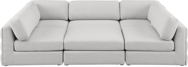 Beckham Linen Textured Fabric / Engineered Wood / Foam Contemporary Beige Durable Linen Textured Fabric Modular Sectional - 114" W x 76" D x 32.5" H