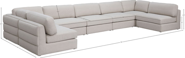 Beckham Linen Textured Fabric / Engineered Wood / Foam Contemporary Beige Durable Linen Textured Fabric Modular Sectional - 190" W x 76" D x 32.5" H