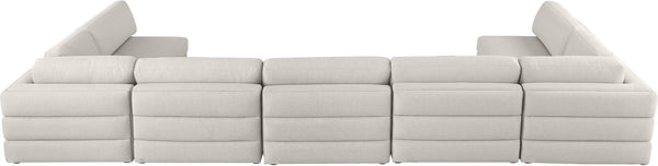 Beckham Linen Textured Fabric / Engineered Wood / Foam Contemporary Beige Durable Linen Textured Fabric Modular Sectional - 190" W x 76" D x 32.5" H