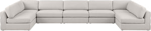Beckham Linen Textured Fabric / Engineered Wood / Foam Contemporary Beige Durable Linen Textured Fabric Modular Sectional - 190" W x 76" D x 32.5" H