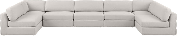 Beckham Linen Textured Fabric / Engineered Wood / Foam Contemporary Beige Durable Linen Textured Fabric Modular Sectional - 190" W x 76" D x 32.5" H