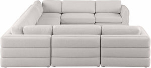Beckham Linen Textured Fabric / Engineered Wood / Foam Contemporary Beige Durable Linen Textured Fabric Modular Sectional - 152" W x 114" D x 32.5" H