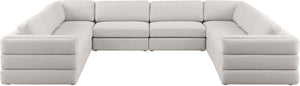 Beckham Linen Textured Fabric / Engineered Wood / Foam Contemporary Beige Durable Linen Textured Fabric Modular Sectional - 152" W x 114" D x 32.5" H