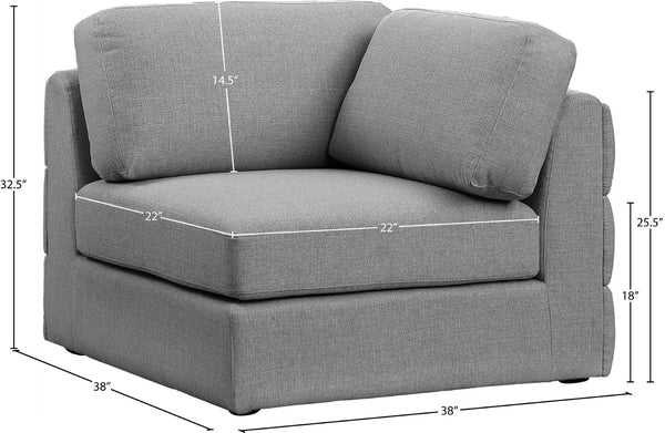 Beckham Linen Textured Fabric / Engineered Wood / Foam Contemporary Grey Durable Linen Textured Fabric Corner - 38" W x 38" D x 32.5" H