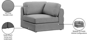 Beckham Linen Textured Fabric / Engineered Wood / Foam Contemporary Grey Durable Linen Textured Fabric Corner - 38" W x 38" D x 32.5" H