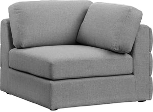 Beckham Linen Textured Fabric / Engineered Wood / Foam Contemporary Grey Durable Linen Textured Fabric Corner - 38" W x 38" D x 32.5" H