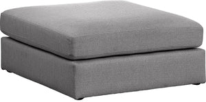 Beckham Linen Textured Fabric / Engineered Wood / Foam Contemporary Grey Durable Linen Textured Fabric Ottoman - 38" W x 37" D x 18" H