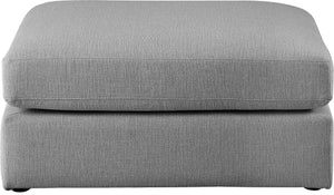 Beckham Linen Textured Fabric / Engineered Wood / Foam Contemporary Grey Durable Linen Textured Fabric Ottoman - 38" W x 37" D x 18" H