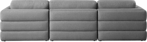 Beckham Linen Textured Fabric / Engineered Wood / Foam Contemporary Grey Durable Linen Textured Fabric Modular Sofa - 114" W x 38" D x 32.5" H