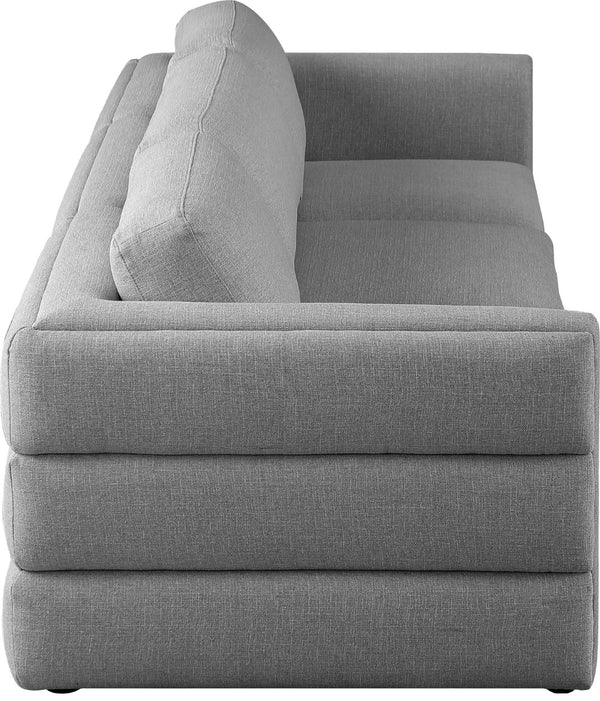Beckham Linen Textured Fabric / Engineered Wood / Foam Contemporary Grey Durable Linen Textured Fabric Modular Sofa - 114" W x 38" D x 32.5" H
