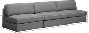Beckham Linen Textured Fabric / Engineered Wood / Foam Contemporary Grey Durable Linen Textured Fabric Modular Sofa - 114" W x 38" D x 32.5" H