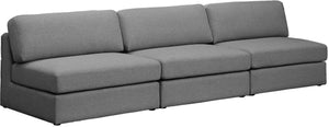 Beckham Linen Textured Fabric / Engineered Wood / Foam Contemporary Grey Durable Linen Textured Fabric Modular Sofa - 114" W x 38" D x 32.5" H