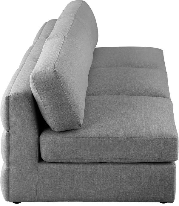 Beckham Linen Textured Fabric / Engineered Wood / Foam Contemporary Grey Durable Linen Textured Fabric Modular Sofa - 114" W x 38" D x 32.5" H