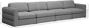 Beckham Linen Textured Fabric / Engineered Wood / Foam Contemporary Grey Durable Linen Textured Fabric Modular Sofa - 152" W x 38" D x 32.5" H