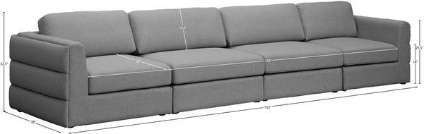 Beckham Linen Textured Fabric / Engineered Wood / Foam Contemporary Grey Durable Linen Textured Fabric Modular Sofa - 152" W x 38" D x 32.5" H