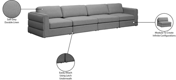 Beckham Linen Textured Fabric / Engineered Wood / Foam Contemporary Grey Durable Linen Textured Fabric Modular Sofa - 152" W x 38" D x 32.5" H