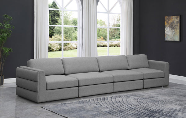 Beckham Linen Textured Fabric / Engineered Wood / Foam Contemporary Grey Durable Linen Textured Fabric Modular Sofa - 152" W x 38" D x 32.5" H