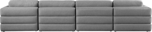 Beckham Linen Textured Fabric / Engineered Wood / Foam Contemporary Grey Durable Linen Textured Fabric Modular Sofa - 152" W x 38" D x 32.5" H