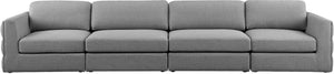 Beckham Linen Textured Fabric / Engineered Wood / Foam Contemporary Grey Durable Linen Textured Fabric Modular Sofa - 152" W x 38" D x 32.5" H