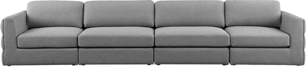 Beckham Linen Textured Fabric / Engineered Wood / Foam Contemporary Grey Durable Linen Textured Fabric Modular Sofa - 152" W x 38" D x 32.5" H