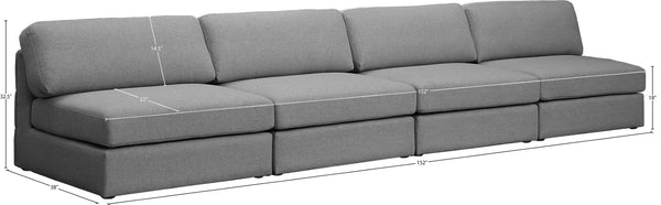 Beckham Linen Textured Fabric / Engineered Wood / Foam Contemporary Grey Durable Linen Textured Fabric Modular Sofa - 152" W x 38" D x 32.5" H