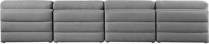 Beckham Linen Textured Fabric / Engineered Wood / Foam Contemporary Grey Durable Linen Textured Fabric Modular Sofa - 152" W x 38" D x 32.5" H