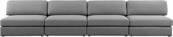 Beckham Linen Textured Fabric / Engineered Wood / Foam Contemporary Grey Durable Linen Textured Fabric Modular Sofa - 152" W x 38" D x 32.5" H